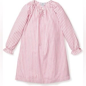 Petite Plume Delphine Stripe Cotton Red White Long Sleeve Nightgown Girl Size 5
